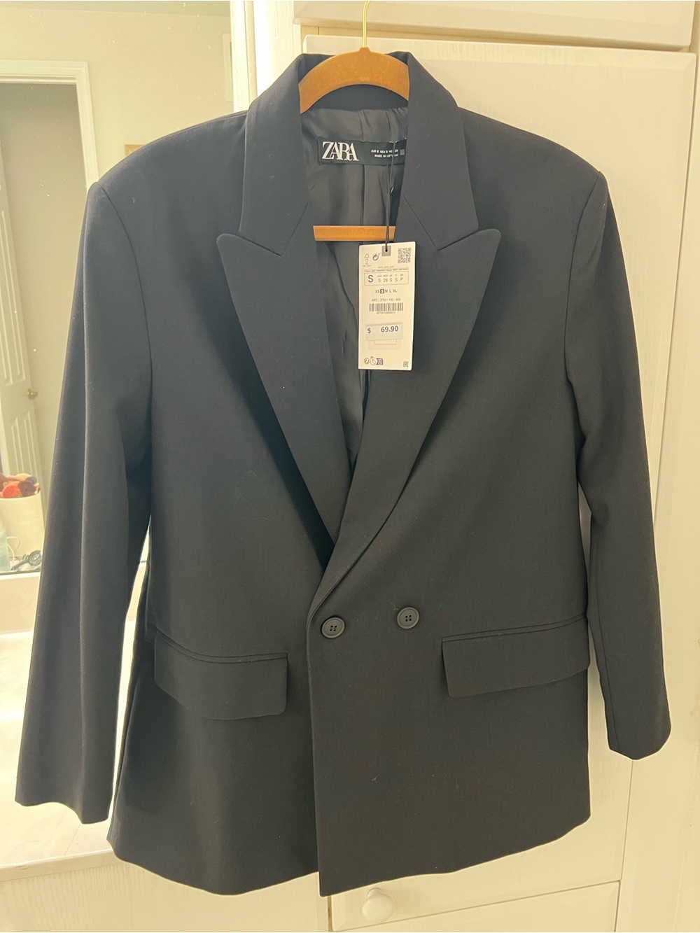 Zara Black Double-Breasted Women's Blazer